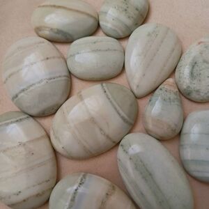 12 Green Lace Agate Stones Of Different Shapes